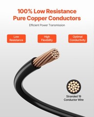 VEVOR 4 AWG THHN Wire 19-Stranded Black Copper Building Wire Nylon Jacket 175 ft