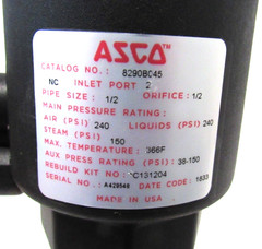NEW ASCO 8290B045 PISTON VALVE 1/2′