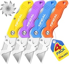 4 Box Cutter Folding Pocket Utility Work Knife Quick-Change Locking 10 Blades