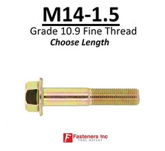 M14-1.5 x (Choose Length) Grade 10.9 Metric Flange Bolts Yellow Zinc Fine Thread