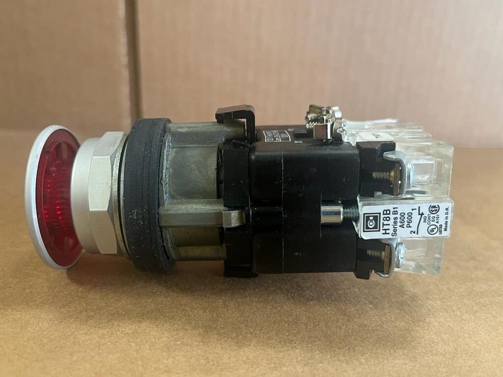 HT8FBRBV7 40MM HEAD PUSH-PULL PB, RED, 120V,BULB 30MM HOLE W/