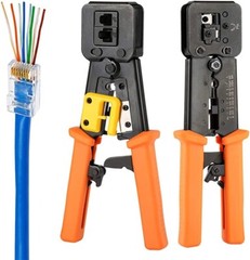 RJ11 RJ12 RJ45 Crimp Tool Pass Thru Cat5 Cat5e Cat6 Cutter Stripper Crimper Tool