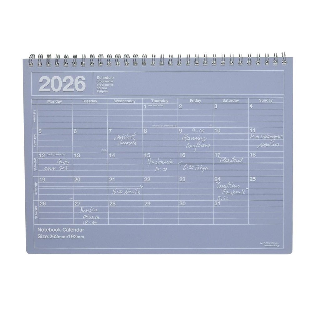 MARK’S 2026 Monthly B5 Calendar Notebook, Purple