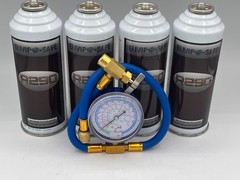 Envirosafe R290, R-290 Refrigerant, 4 cans with Brass Charging Gauge