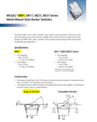 McGill Panel Mount Rocker Switch 0801-1310, SPST, 277 VAC, 20 Amp, 1.5 – 2HP New