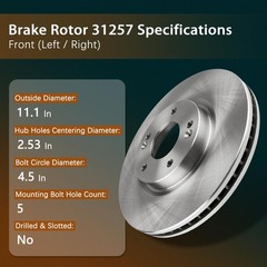 11.10 Front 10.24 Rear Brake Rotors 13-15 Honda Civic 14-15 Acura ILX 06-11 CSX