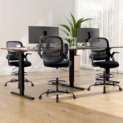 Tall Office Chair Tall Standing Desk Chair Counter Height Adj. Mid Back Mesh
