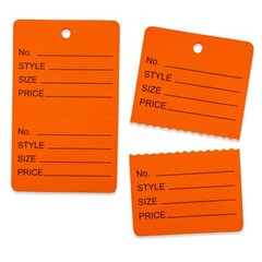 1000 Qty Unstrung Colored Large Price Tags w/Perforated Stub