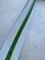 2″ x 54.3″ Supergrip Rough Top Conveyor Belt with V-Guide Tracking – Blue/Green