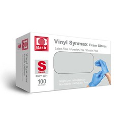 Synmax Synthetic Vinyl Exam Glove, Powder Free, Small, 100/Box