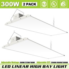 2 Pack 300W LED Linear High Bay Light 45000LM Adjustable 3000K~5000K Commercial