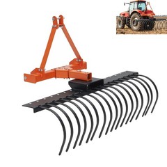 50 in Landscape Rake 3 Point Hitch Tractor Rake Category-0 Cat-1 Tractor Steel