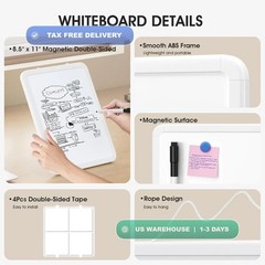 Small Dry Erase Board 8.5×11 Inches, Double Sided Mini Whiteboard for Wall, Desk