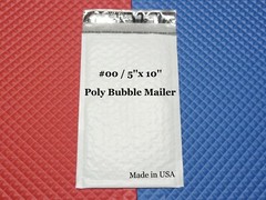 10 Poly Bubble Envelopes #00 / 5”x 10” Self-sealing Mailers ~ Made in the USA