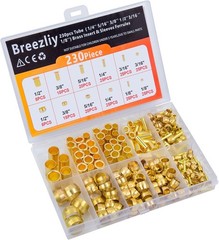 Compression Fittings Assortment kit-6 230PCS Sleeves Ferrules,Insert, Brass