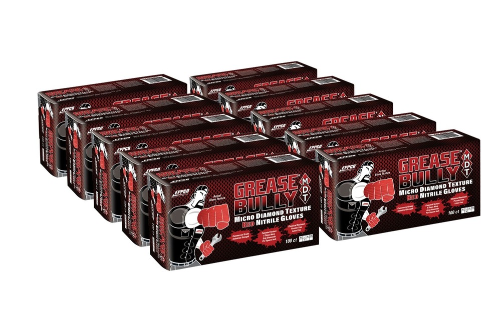 Grease Bully MDT Red Nitrile Gloves – 7MIL – 10 Boxes Per Case