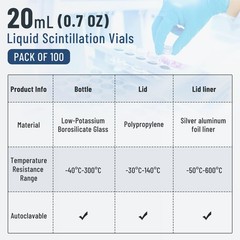 100/500Pcs 20ml Scintillation Vials Transparent Borosilicate Glass Counting Vial