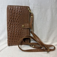 Planner Perfect Traveler’s Notebook Wallet w/ Purse Strap – Brown Alligator Skin