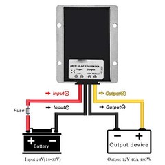 DC 18V to 12V 40A 480W Voltage Regulator Step Down Converter For Bosch Battery