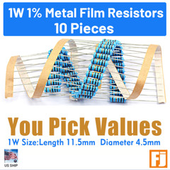 10 Pieces | 1 Watt 1% metal film resistors Various Values YOU CHOOSE | US SHIP