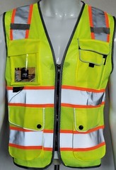 FX Class2 Hi-Vis Reflective Safety Vests with 6 Pockets and Zipper Front Green.