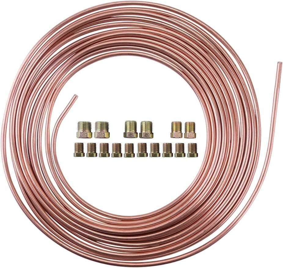 25 Ft. 3/16 OD Copper-Nickel Coated Alloy Brake Line Tubing Kit 3/16″ X 25′