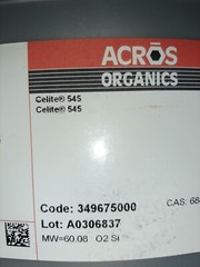 Celite 545, Acros organics, 349675000, 500g, opened bottle