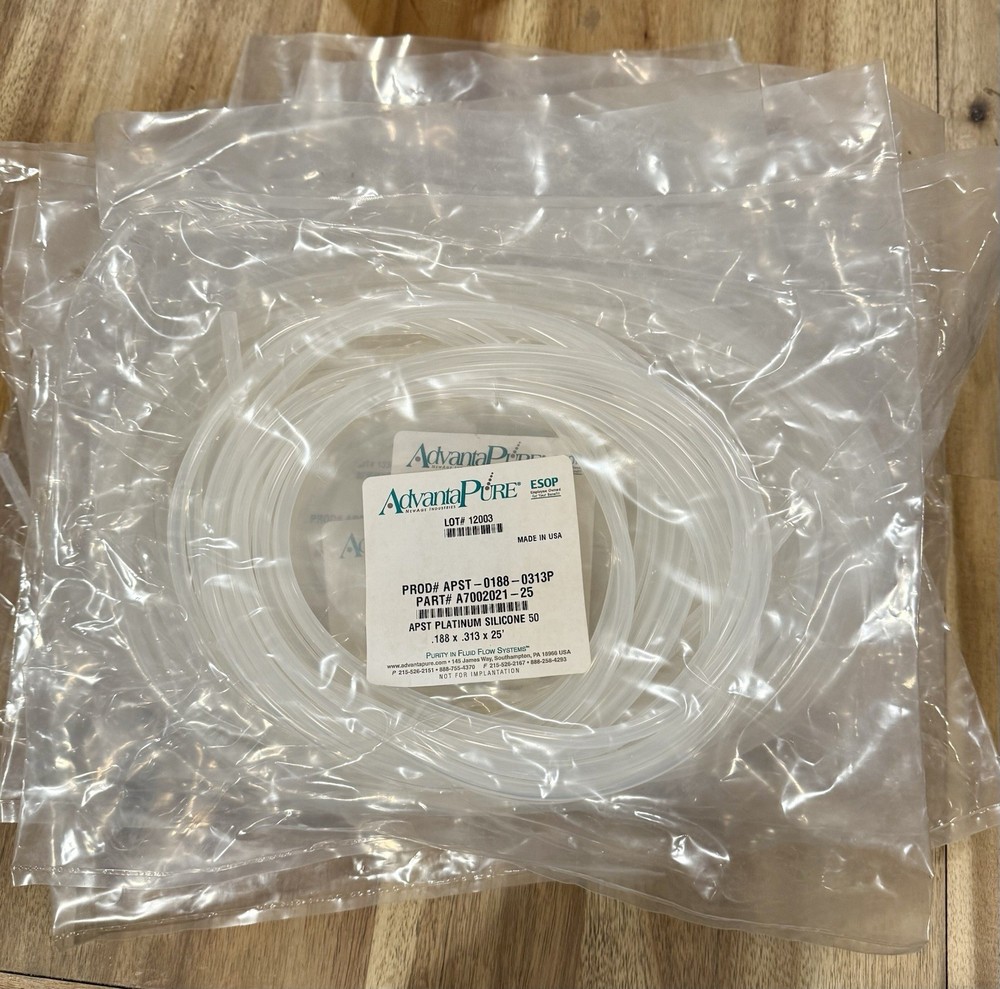AdvantaPure APST-0188-0313P Platinum Cured Silicone Tubing – 25 ft. 3/16” ID