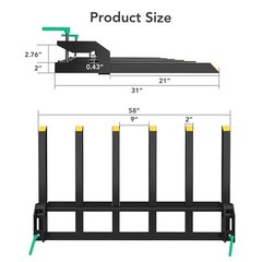 Clamp On Debris Forks 60″ Bucket 4000lbs Clamp On Pallet Forks Bucket Attachment