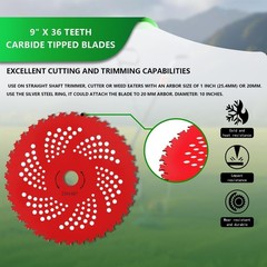 9″ x 36 Teeth Carbide Tipped Blades, 9″ x 20T Chainsaw Tooth Brush Cutter Bla…