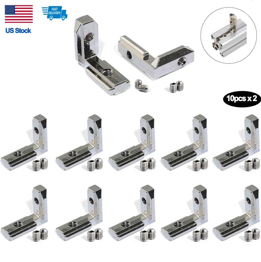 20PCS 90 Degree Inside Hidden Corner L Bracket Connector for 2020 3030 Profiles