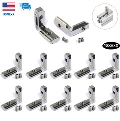 20PCS 90 Degree Inside Hidden Corner L Bracket Connector for 2020 3030 Profiles