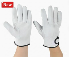 6 Pairs White Goat Skins Safety Driver Leather Gloves