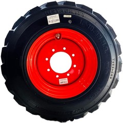 4 New 10-16.5 16PR R-4 Super HD Skid Steer Tires on 16.5×8.25 Orange Steel Rims