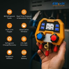 Elitech 4-in-1 HVAC Tool Kit with 3CFM Vacuum Pump, Gauge, Leak Detector, Scale