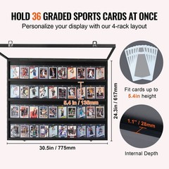 Wall Mount Display Case for 36 Cards 30.5×24.3×2.1in with 98% UV Block Glass