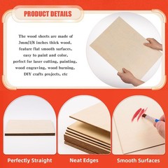 12 Pack Basswood Sheets 12x16x1/8in 3mm Unfinished for Laser Cutting Crafts DIY
