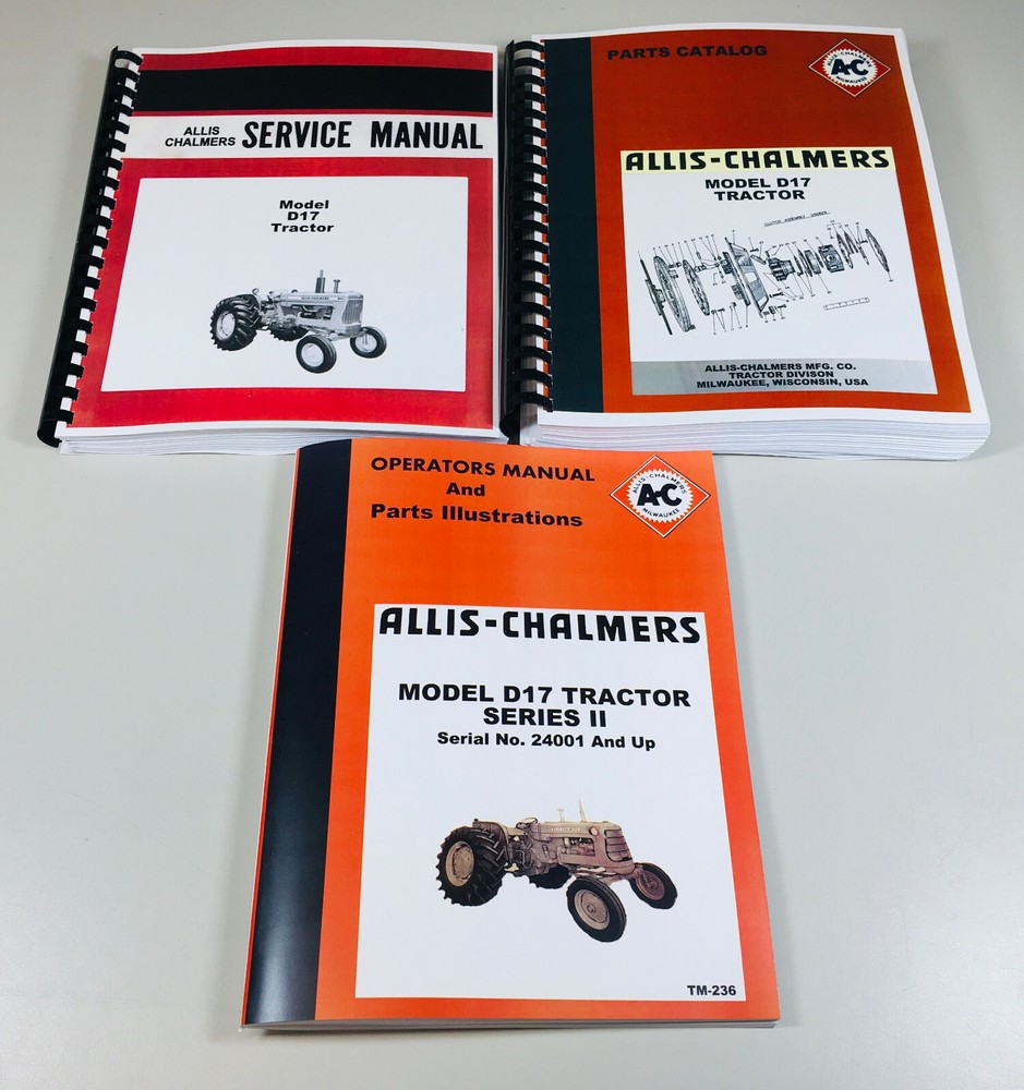 Allis Chalmers D-17 Series II 2 Tractor Service Parts Operators Manual 24001-Up