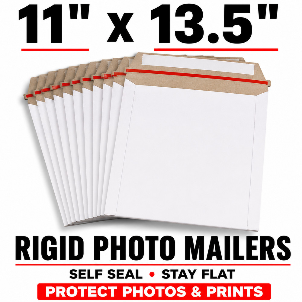 11×13.5 Rigid Photo Mailers Self Seal Stay Flat Cardboard Envelopes