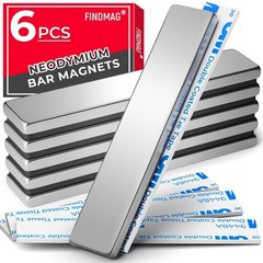 FINDMAG 6 Pack Powerful Neodymium Bar Magnets Rare – 60 x 10 x 3 mm
