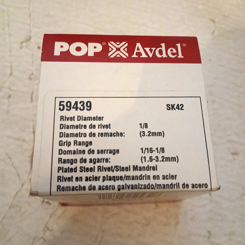 Pop Avdel Steel Rivet 100 Pack 1/16″ Diameter 1/16″-1/8″ Grip Range 59439 SK42