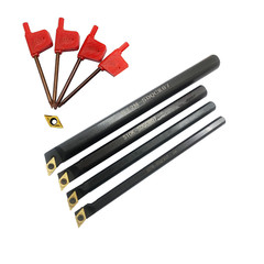 4pcs 7 8 10 12 mm Lathe Turning Tool Holder Boring Bar DCMT070204 Inserts Set
