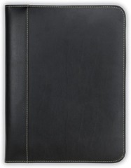 Contrast Stitch Leather Zippered Portfolio Folder/Business Portfolio for Men and