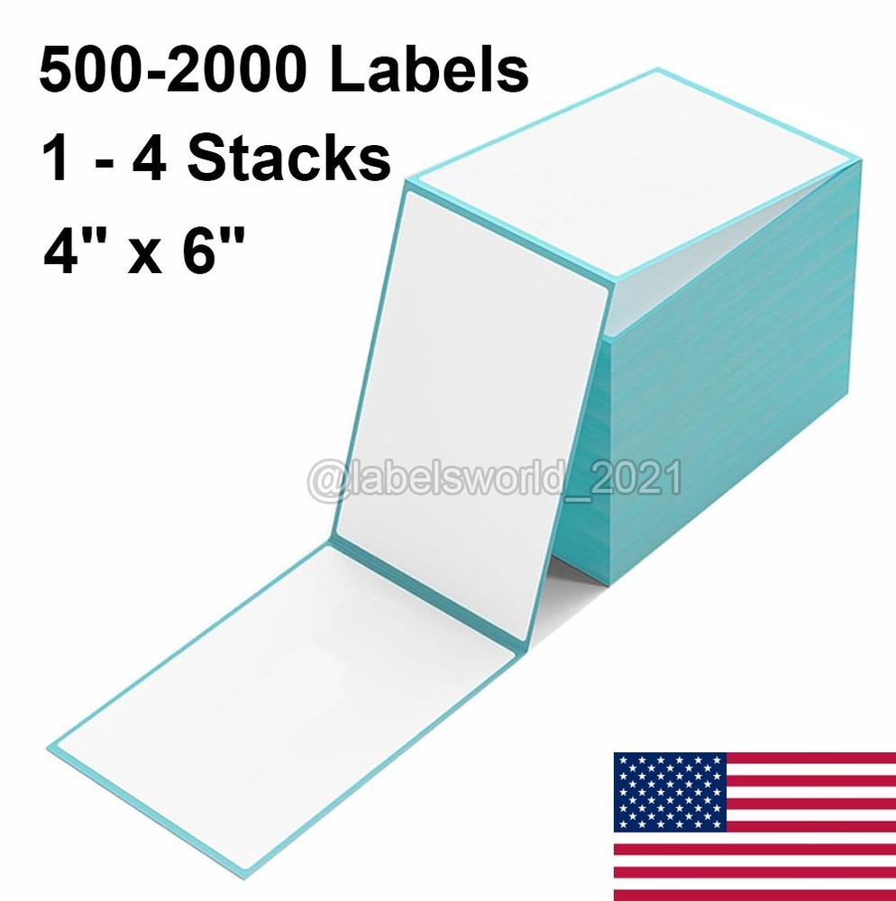 500-2000 4″x6″ Fanfold Direct Thermal Shipping Labels for Zebra & Rollo Printers