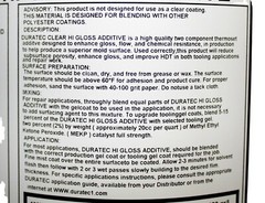904-001 Duratec Clear Hi-Gloss Additive For Gelcoat (Gallon)