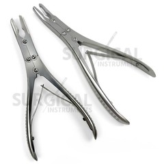Set of 2 Pcs Ruskin Bone Rongeur 7.50″ Straight & Curved 5mm Bite Double Action