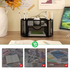 Desk Organizer Pen Holder W/ Drawers Pencil Holder Desk Mesh Office Supply