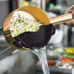 AUOON Clip On Strainer Silicone for All Pots, Standard 8.86 x 3.55 in, Black