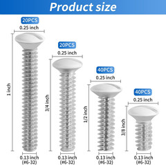 120PCS White Wall Plate Screws Kit #6-32 Outlet Switch Faceplate Fasteners Set
