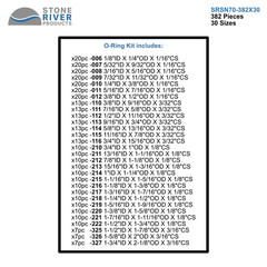 Stone River Products Standard Buna-N 70 Square Ring Kit – 382 Pieces | 30 Sizes